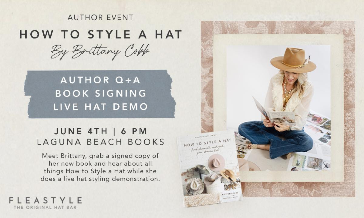 How to Style a Hat by Brittany Cobb Author Event, photo of woman seated on floor adorning a hat